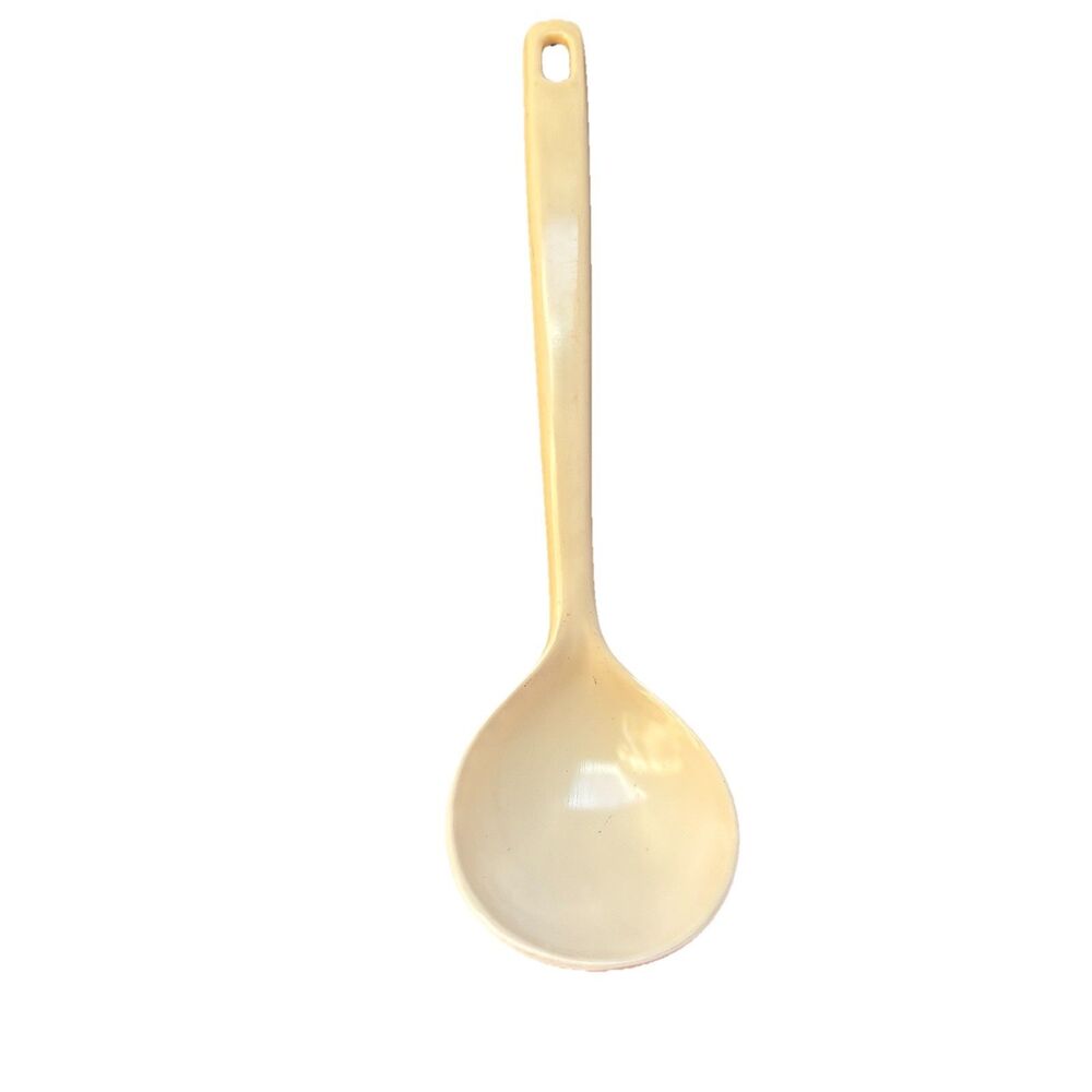 Vtg EKCO USA Nylon Plastic Soup Serving  12” Almond Rounded Kitchen Rare Spoon